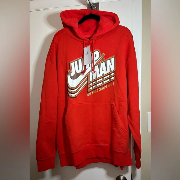 NWT Jordan Men's Jumpman Core Fleece Red Pullover Hoodie Size XXL - Picture 2 of 10